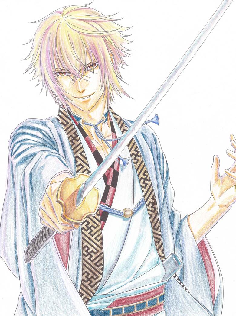 coloring book, 彩色铅笔, hakuouki, kazama chikage