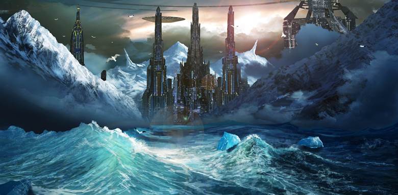 原创, 风景, background, 概念艺术, sky, city, 云, sea