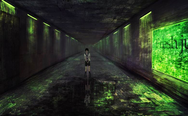隧道で雨宿り|Hir的pixiv奇幻风景插画图片