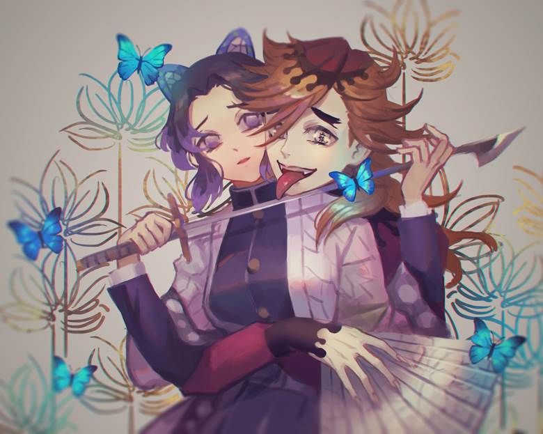 鬼灭之刃, 蝴蝶忍, Douma, 童磨×蝴蝶忍, Demon Slayer 500+ bookmarks