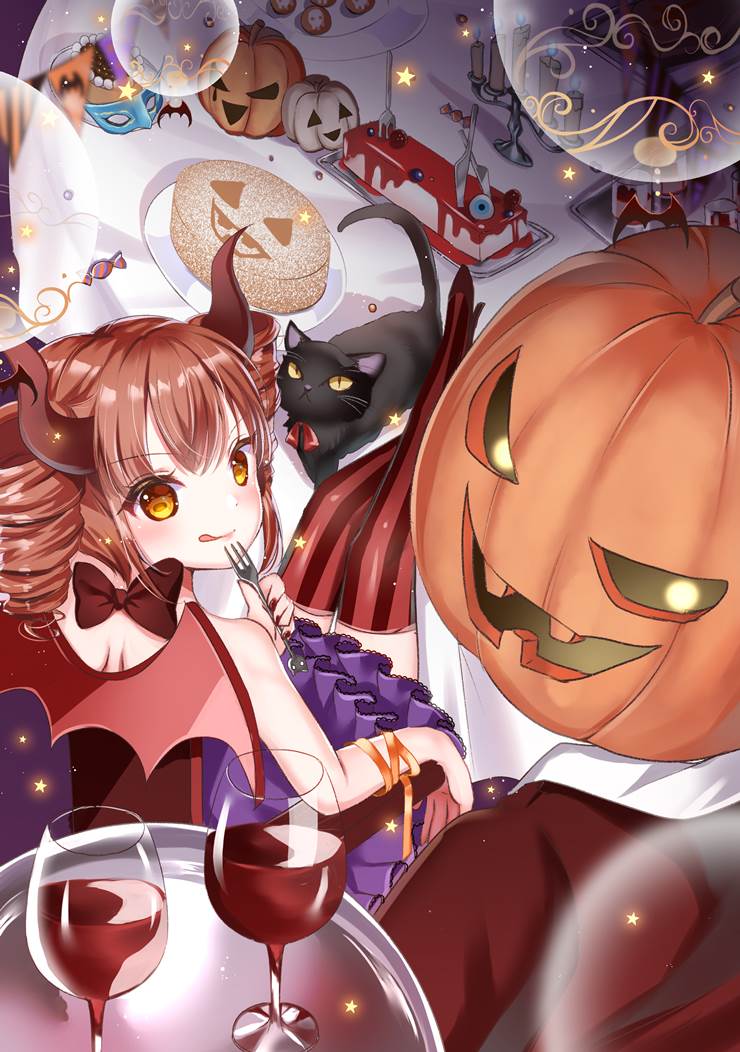 Halloween　night　party|插画师月宫サラ的南瓜灯插画图片