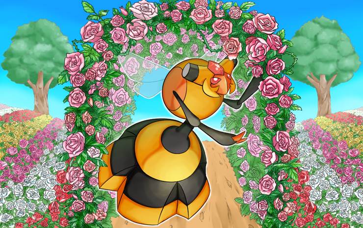 关都#416蜂巢宝可梦，蜂女王(ビークイン)插画图片