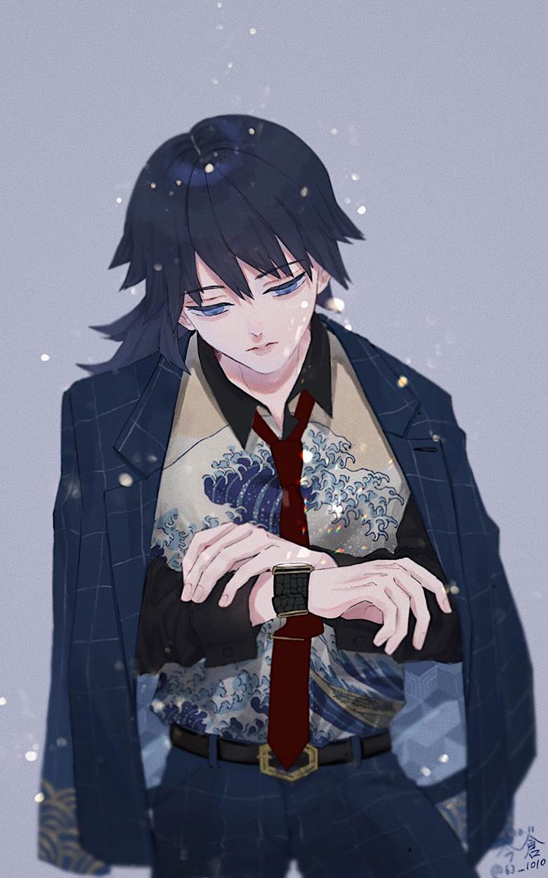 スーツも着こなす冨冈义勇|今仓的西装插画图片