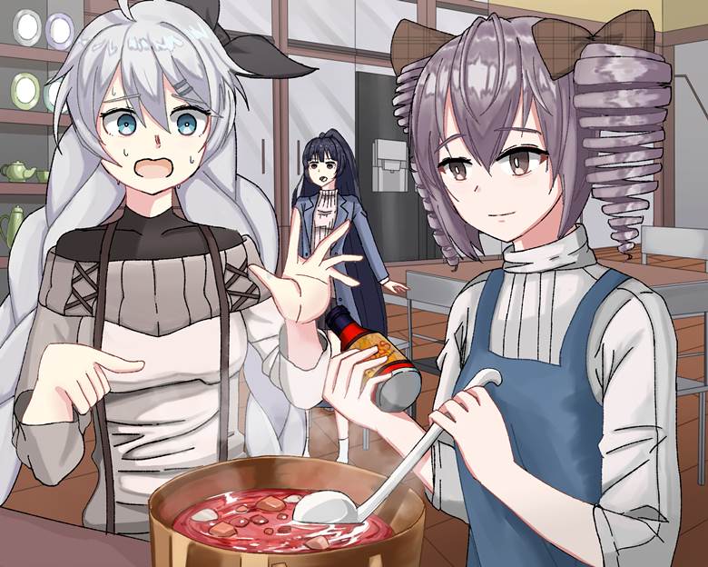 cooking with valkyries|June的围裙人物插画图片