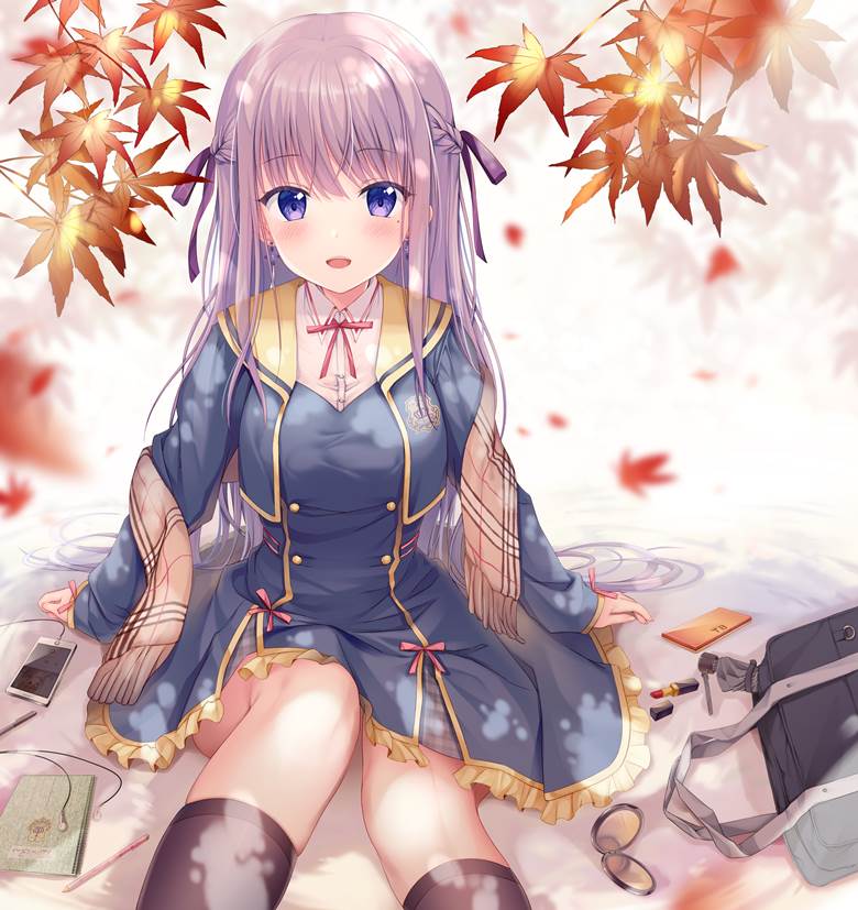 原创, 连衣裙, 及膝袜, autumn leaves, 原创10000users加入书籤, 围巾