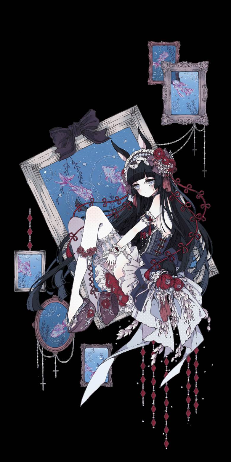 原创, 女孩子, 哥特萝莉, 束腰, bunny ears, transparent specimen, lolita, Original 500+ bookmarks