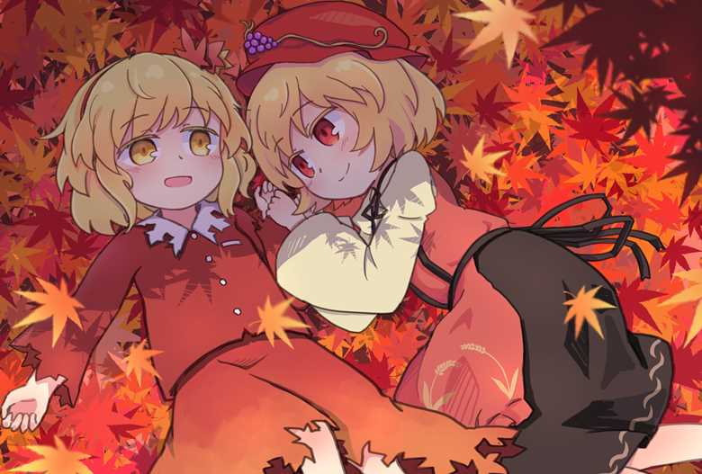 Touhou, Minoriko Aki, shizuha aki, Aki sisters, autumn leaves, Shizuha & Mimoriko, Touhou Project 500+ bookmarks
