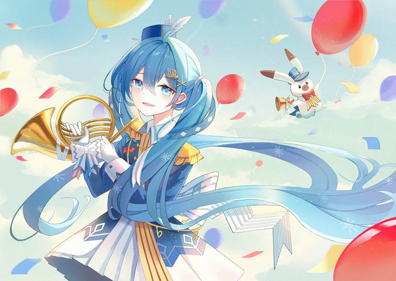 初音未来, 雪未来2020, 风景, 太美了, 双马尾, VOCALOID 500收藏, 气球
