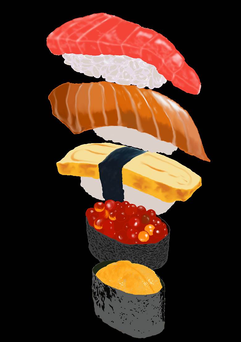 リアル寿司イラスト ミスターサムライ的寿司美食插画图片 Bobopic