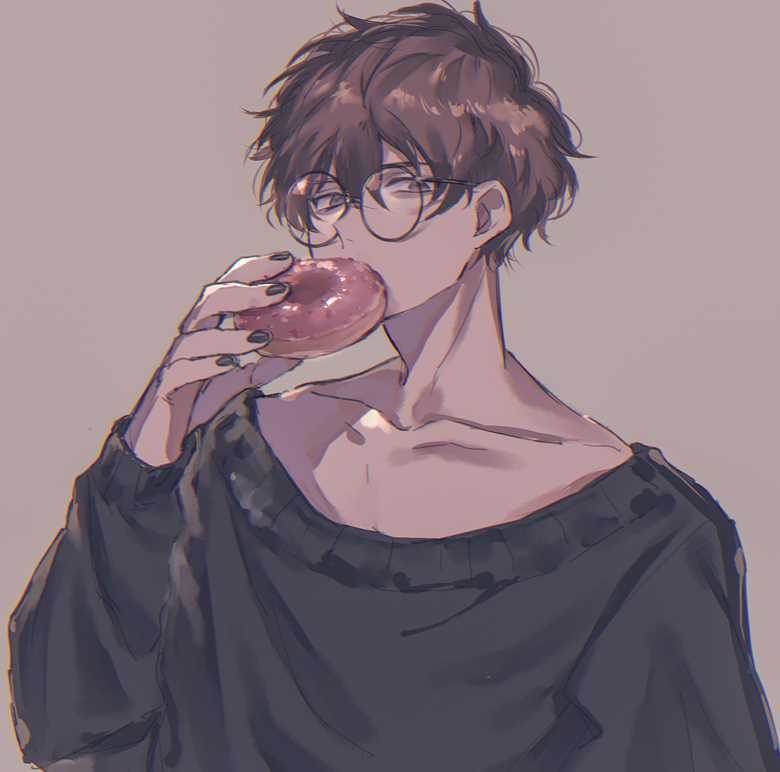 原创, 原创, glasses boy, donut, round glasses, collarbone, 原创10000users加入书籤