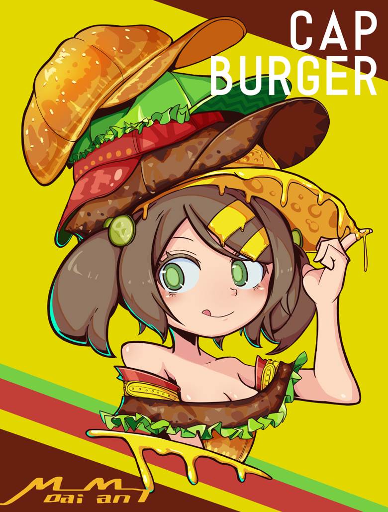 CAP BURGER|Moaiman的汉堡包美食插画图片