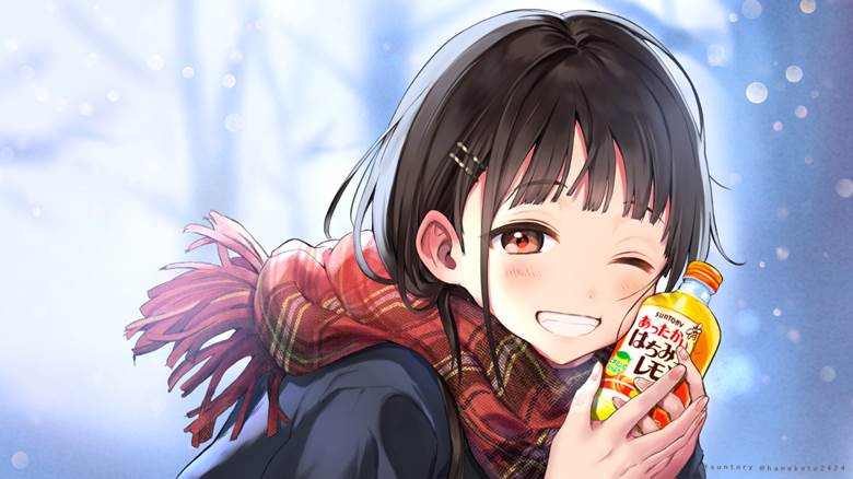原创, 女孩子, 女高中生, beautiful girl, checkered scarf, 闪亮的白牙, 原创7500收藏