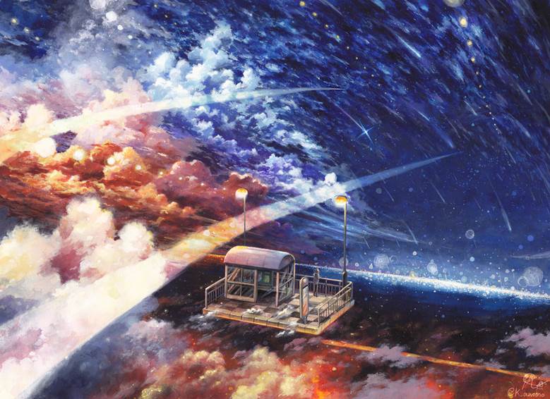 明日行きの砦にて|葵野ケイコ的云层天空插画图片