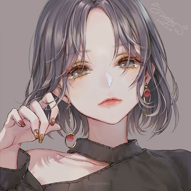 耳环耳饰超美的P站少女绘画美图