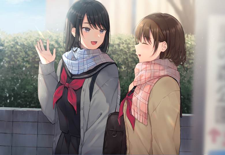 原创, 原创, 水手服, 女高中生, 黑色水手服, 女孩子, checkered scarf