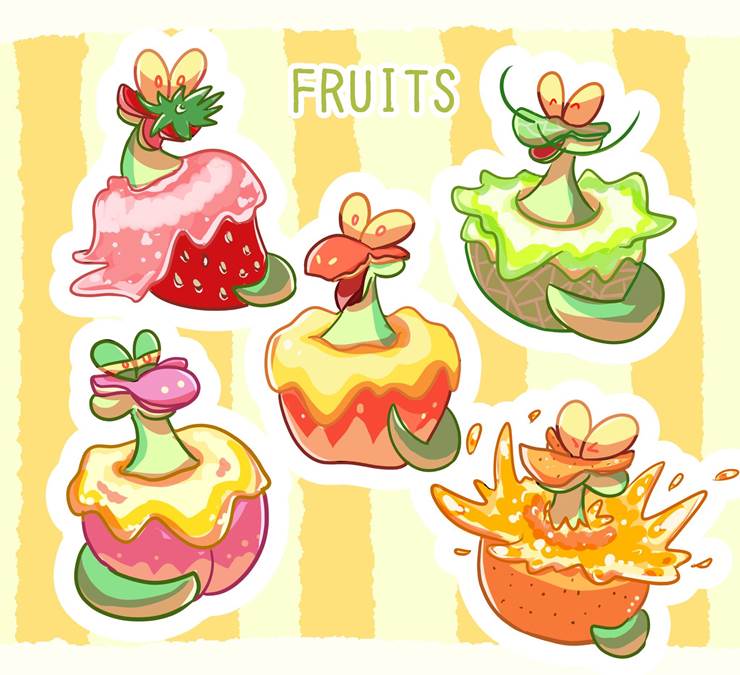 京大麦水果|插画师めちくん的苹裹龙插画图片