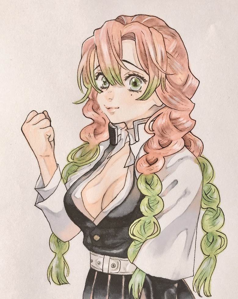 鬼灭之刃, Mitsuri Kanroji, copic马克笔, The Love Pillar