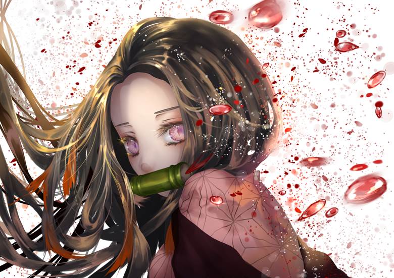 女孩子, young girl, 鬼灭之刃, 祢豆子, 灶门祢豆子, blood, red, Demon Slayer: Kimetsu no Yaiba 1000+ bookmarks