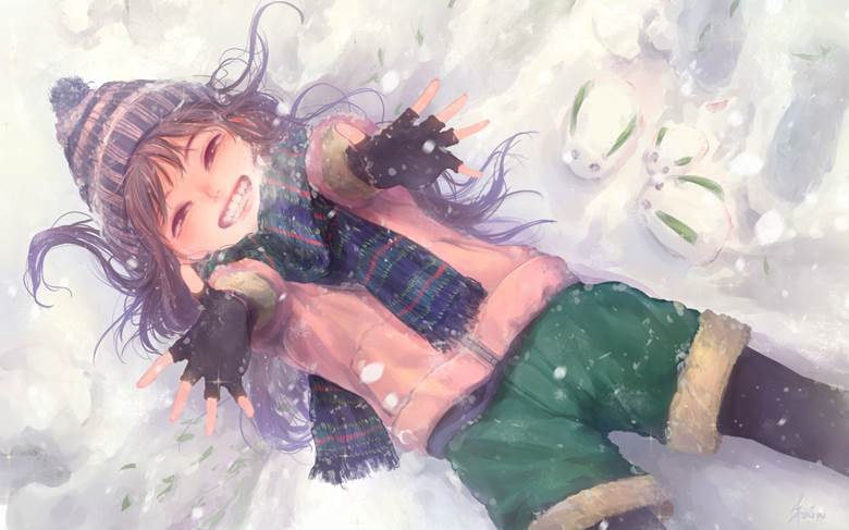 冬が抱く|彩霞ノ雨(Cyasha)的冬天下雪插画图片
