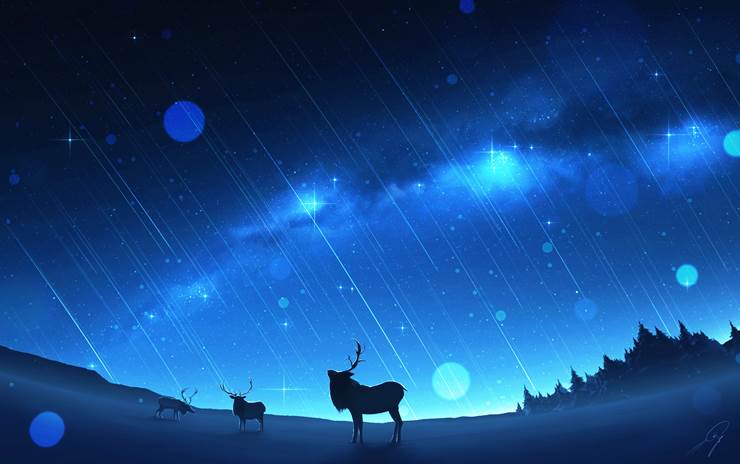 原创, 风景, fantasy, background, starry sky, 银河, snow, 流星, meteor shower