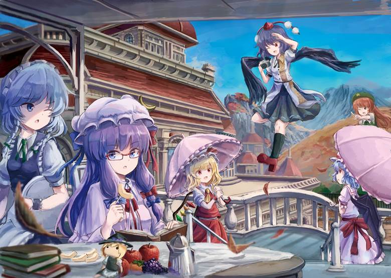 东方, 帕秋莉·诺蕾姬, sakuya izayoi, 蕾米莉亚·斯卡蕾特, 芙兰朵露・斯卡蕾特, aya shameimaru, 红美铃, 东方Project250收藏