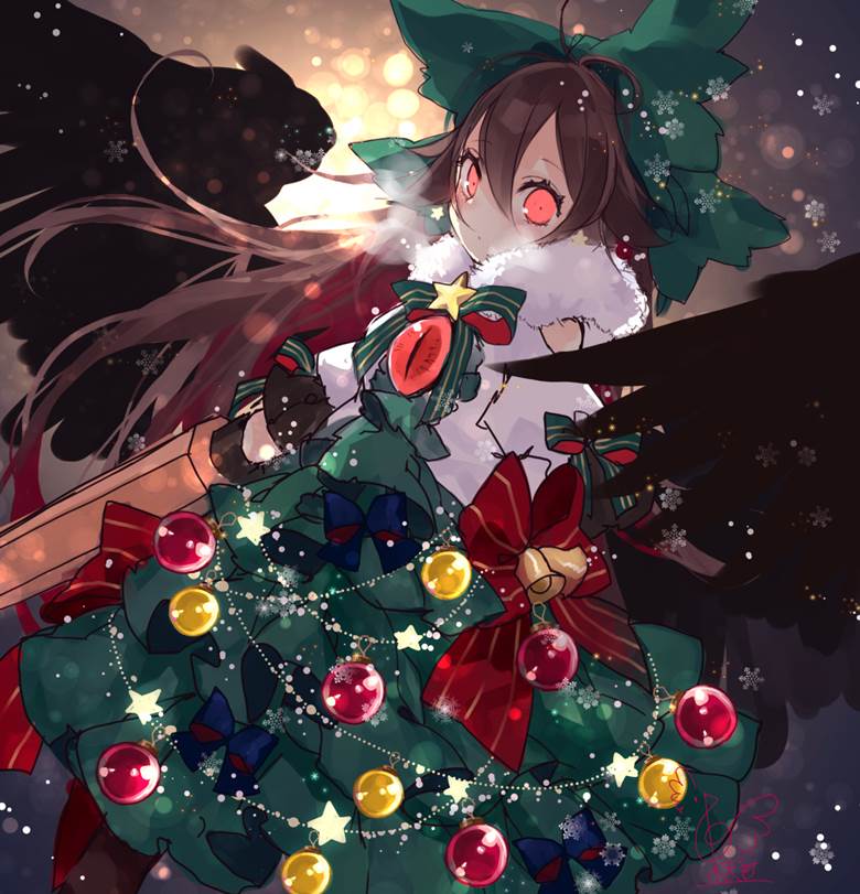 クリスマスツリーお空|东天红的东方Project插画图片
