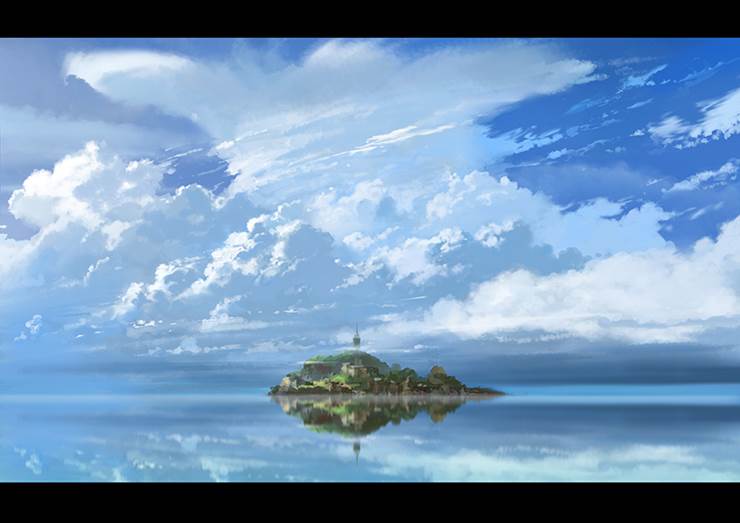 background, scenery, fantasy, original, island, reflection pool, original 1000+ bookmarks