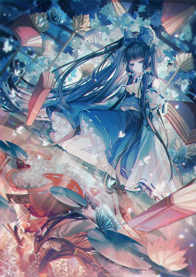 东方Project, 博丽灵梦, Blue Reimu, 反射, Touhou Project 3000+ bookmarks, 品味优雅