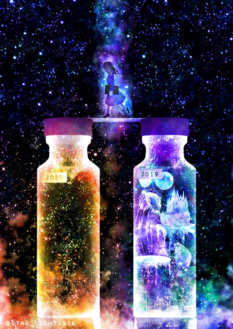 插画, 原创, 风景, 女孩子, herbarium, 玻璃之中, Original 500+ bookmarks, bottled