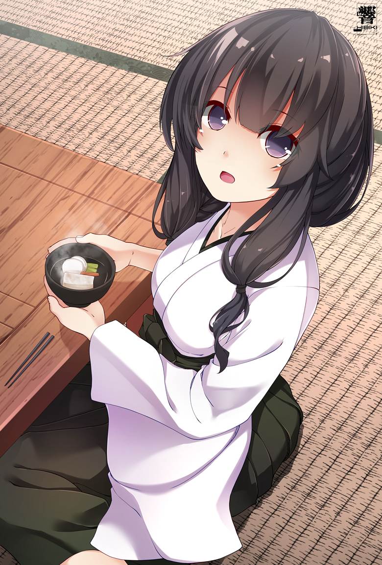 初诣に备えて待机する巫女服北上様hibiki的舰队collection插画图片