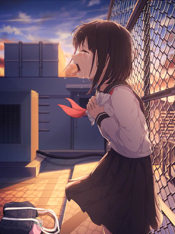 眼泪, 女孩子, school, meaning of life, 原创10000users加入书籤, 水手服, teary-eyed