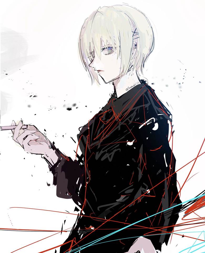 原创, 女孩子, 香烟, short_blonde_hair