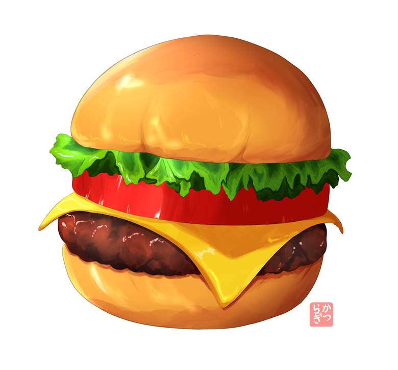 ハンバーガー|葛城的汉堡包美食插画图片