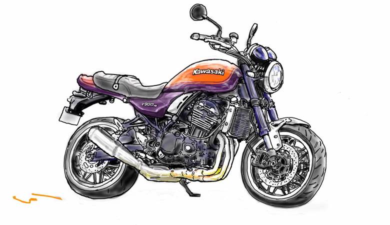 KAWASAKI Z900RS(2018)|もなち的pixiv摩托车插画图片