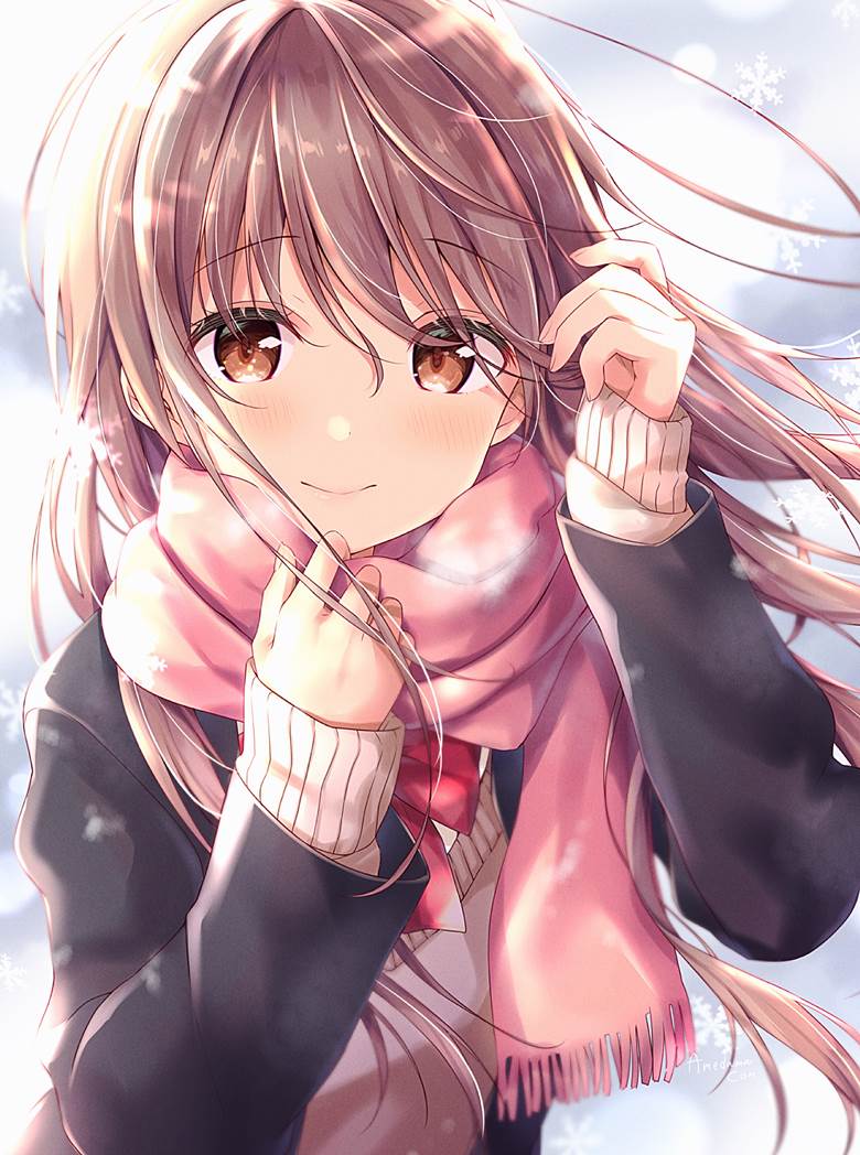 original, girl, high school girl, beautiful girl, scarf, original 10000+ bookmarks