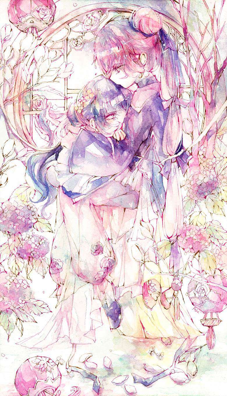 watercolor, 手绘, 原创, 女孩子, 原创, transparent watercolor, 紫阳花, Original 500+ bookmarks