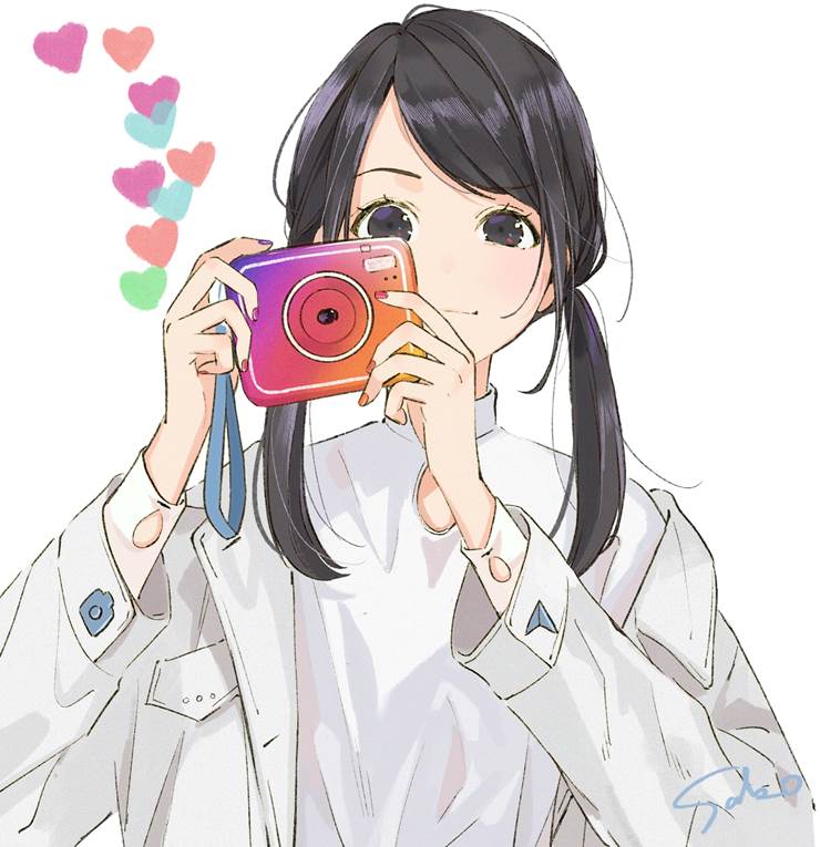 女孩子, 原创, 美甲, through view-finder, girl with camera, 辫子, 原创7500收藏, drooping eyes