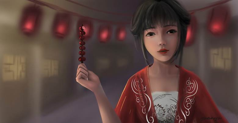 恭贺新年|yuanyu的中国风人物插画图片