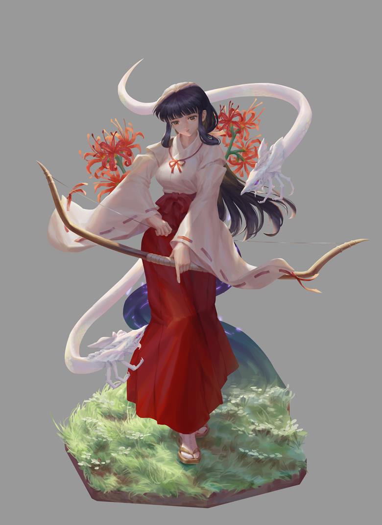 inuyasha, Kikyo, character visual, lycoris radiata, Kikyo (Inuyasha), Inuyasha 100+ bookmarks