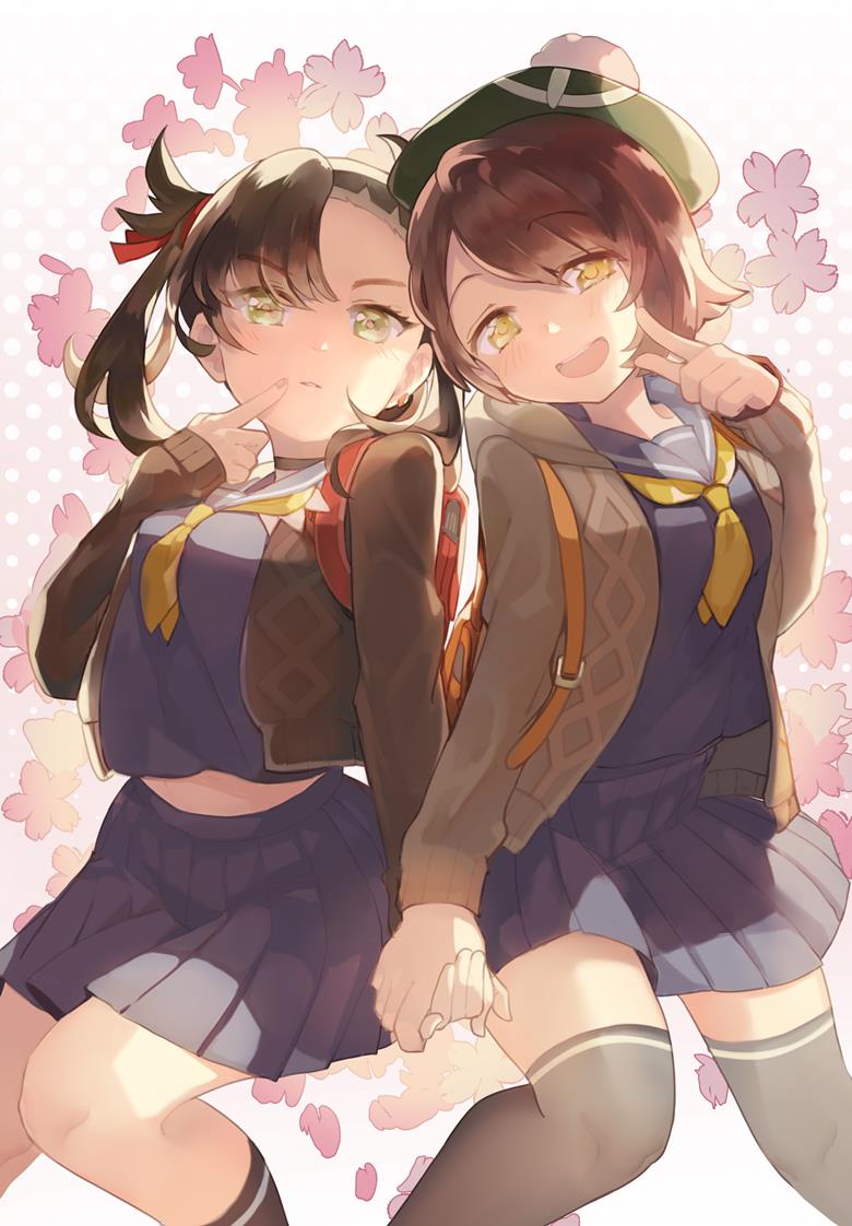 一张精灵宝可梦,小优,玛丽,百合,口袋妖怪,玛俐,宝可梦剑盾,水手服,悠莉,女高中生绘画图片