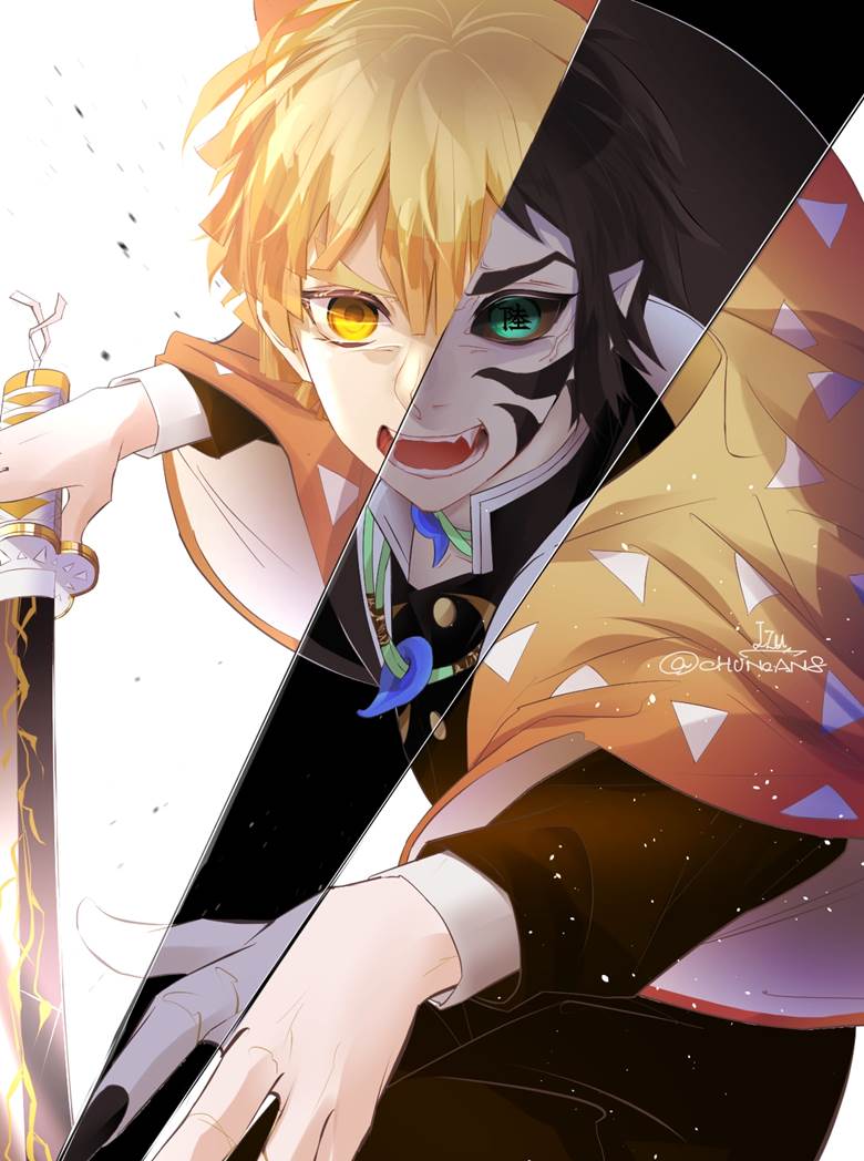 Demon Slayer: Kimetsu no Yaiba, Zenitsu Agatsuma, Kaigaku, dynamism, so cool!, Demon Slayer: Kimetsu no Yaiba 1000+ bookmarks