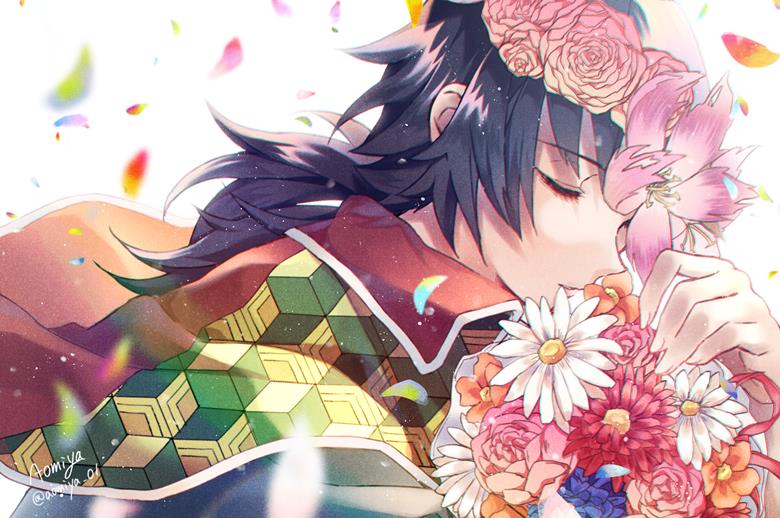 鬼灭之刃, 富冈义勇, Demon Slayer: Kimetsu no Yaiba 1000+ bookmarks, bouquet, 太美了, 卧槽好漂亮