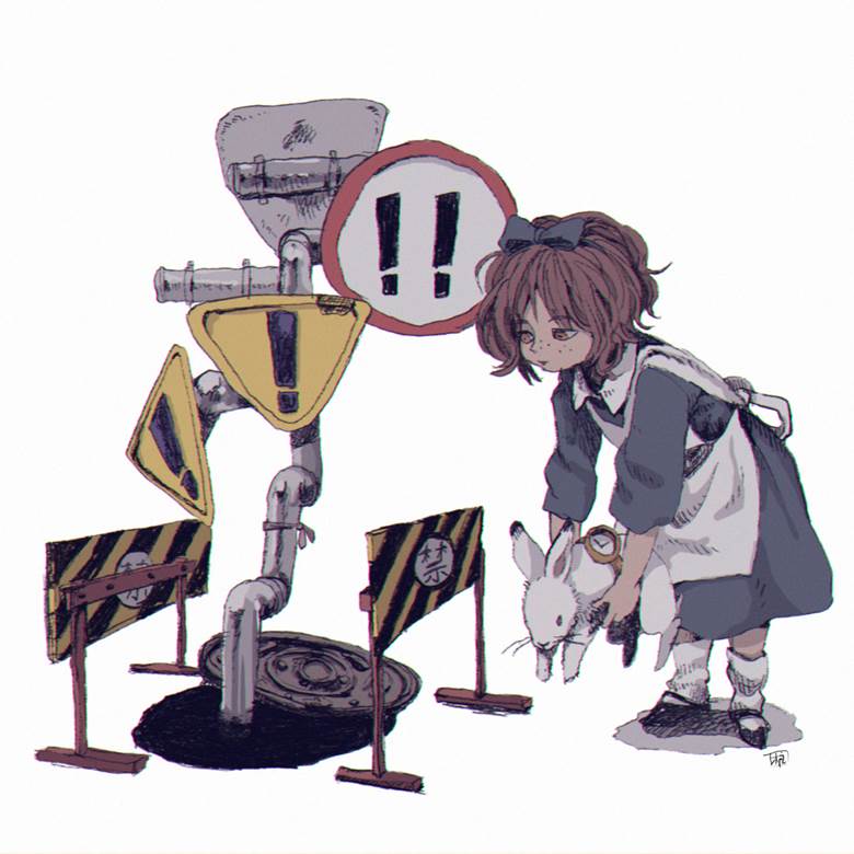 原创, 原创, young girl, 女孩子, 兔子, 爱丽丝, 爱丽丝梦游仙境, traffic sign