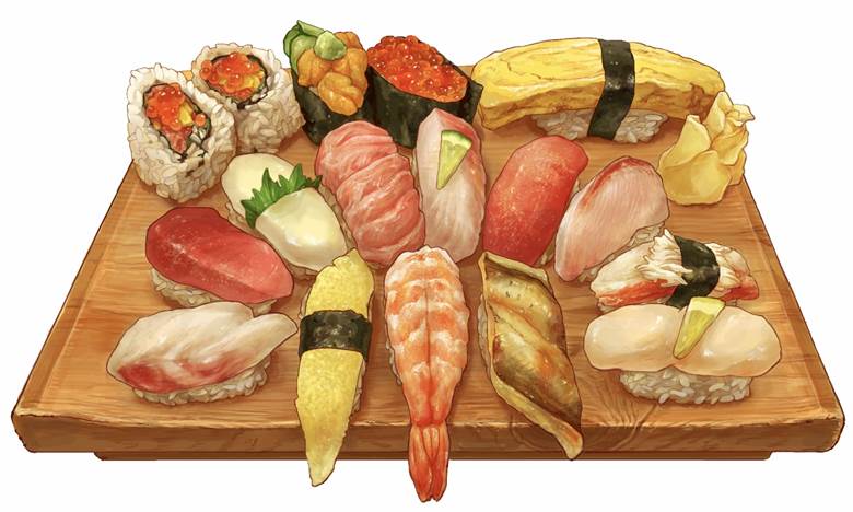 寿司 (通贩告知あります)|わお的Pixiv美食插画图片