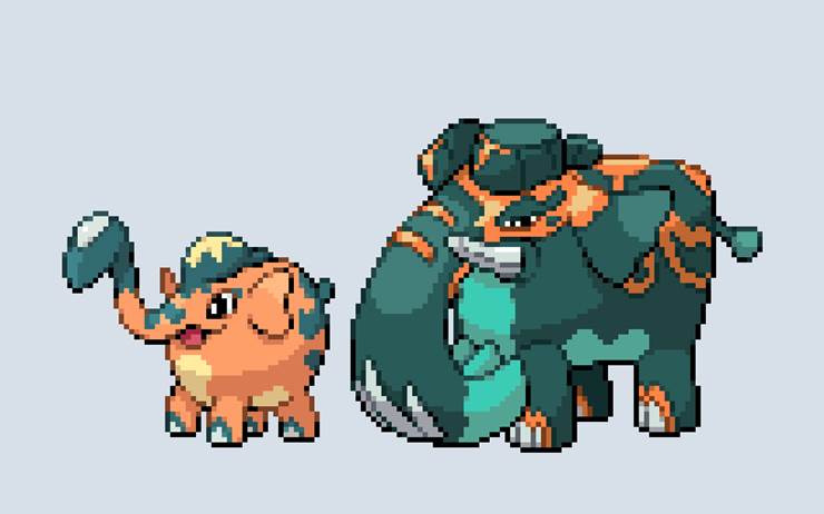 Pokémon, Pokémon Sword and Shield, pixel art, Copperajah