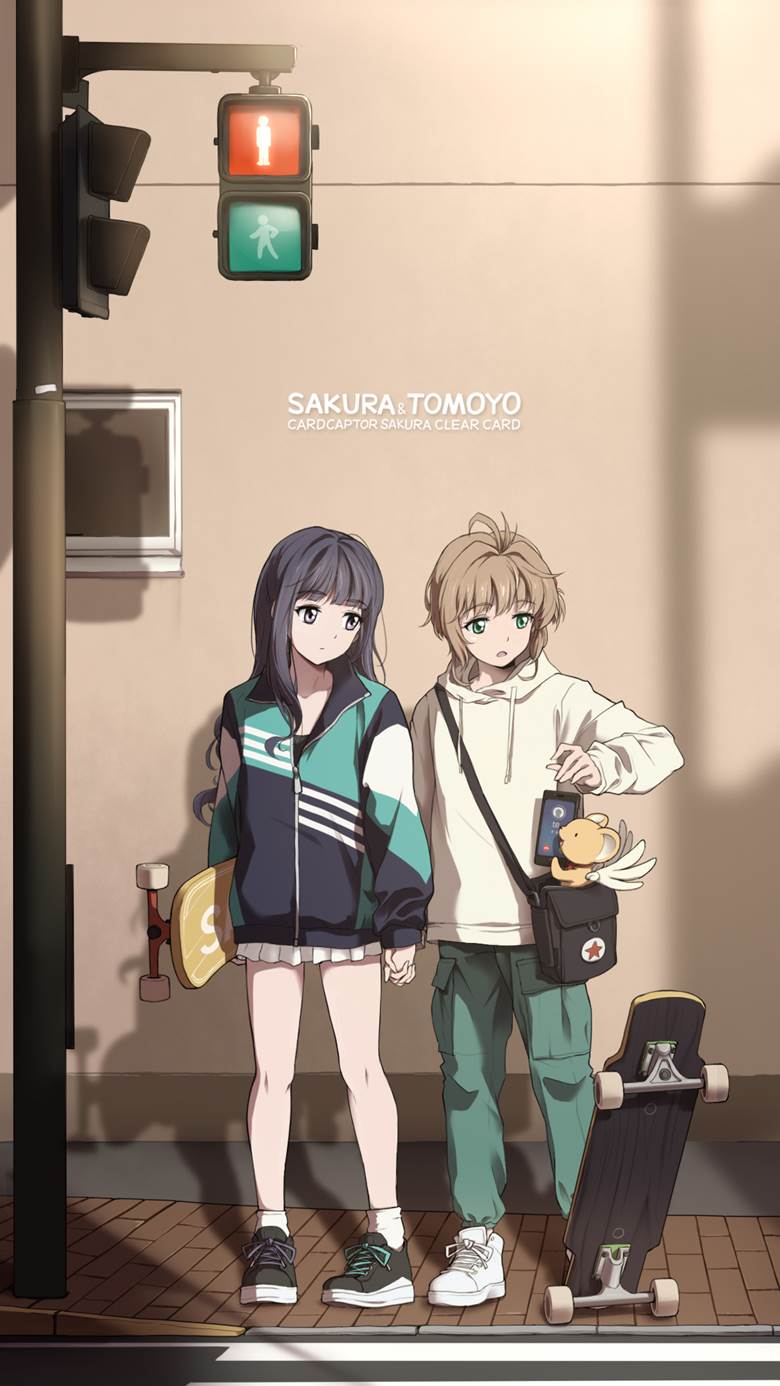 Tomoyo Daidoji, 木之本樱, 魔卡少女樱, skateboard, 连帽衫, sneakers, CLAMP 1000+ bookmarks