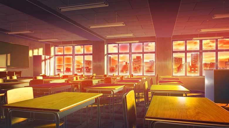 放课后の教室|monorisu的夕阳插画图片