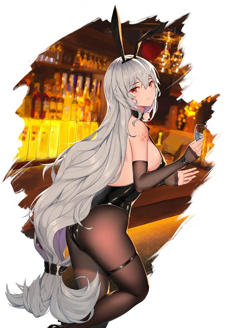 Arknights, large breasts, 黑丝, Skadi, 女孩子, Skadi (Arknights), 兔女郎, 黑裤袜