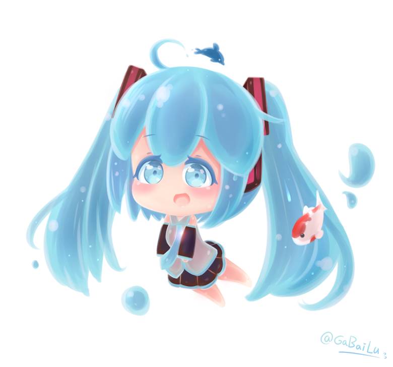 Miku day, bottle miku, 金鱼, 初音未来, Vocaloid, 史莱姆, 未来之日2020