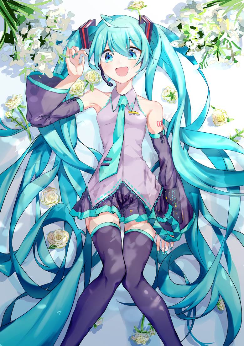hatsune miku, Miku Day 2020, VOCALOID 100+ bookmarks, Miku must be an angel, Miku and flowers